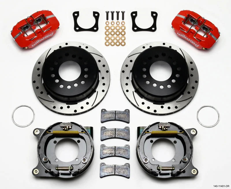Wilwood Dynapro Low-Profile 11.00in P-Brake Kit Drill-Red Spcl 2.81in Offset fits Chevy 12 Bolt