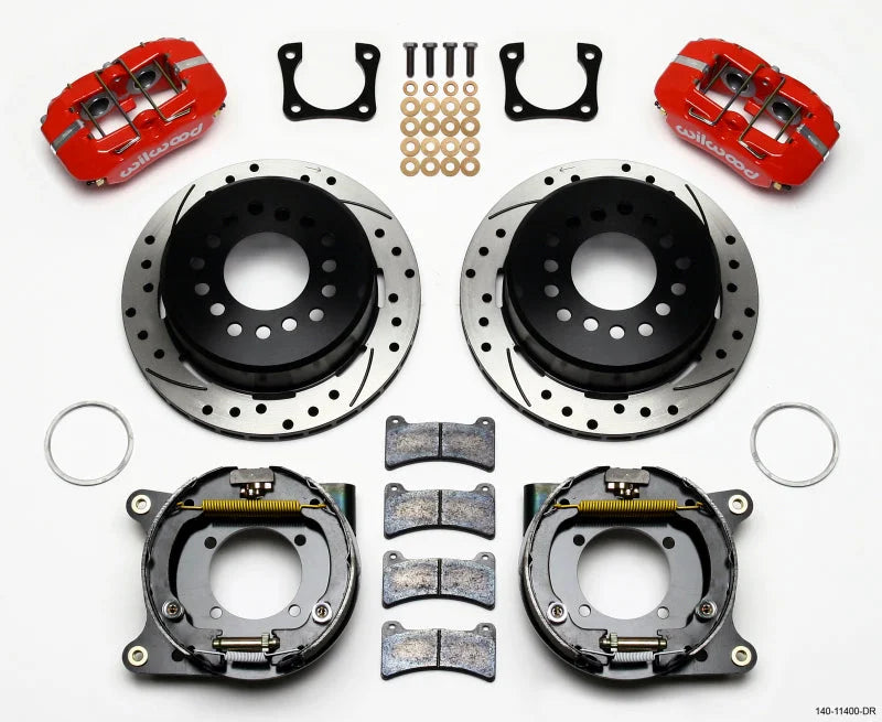 Wilwood Dynapro Low-Profile 11.00in P-Brake Kit Drill-Red 12 Bolt Spcl 2.81in Off Stag Mount fits Chevrolet