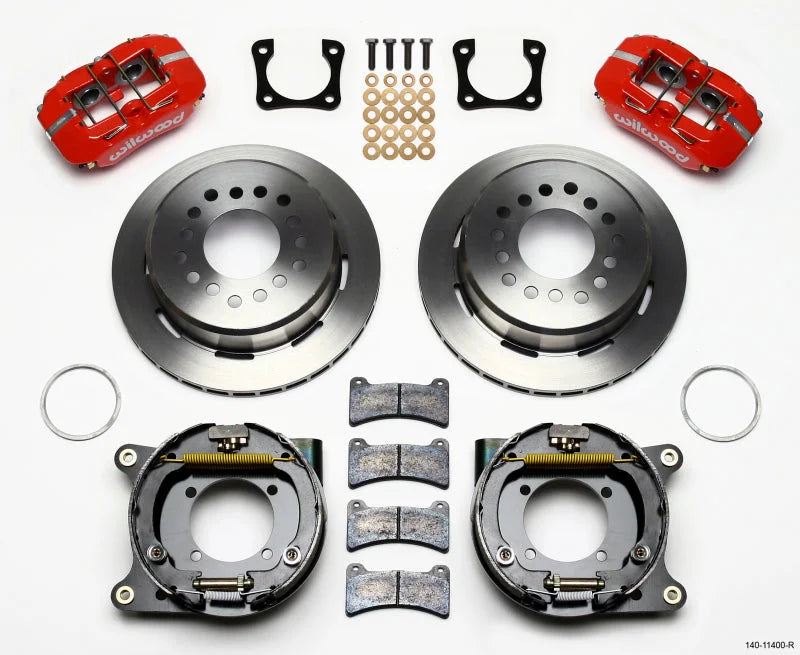 Wilwood Dynapro Low-Profile 11.00in P-Brake Kit - Red 12 Bolt Spcl 2.81in Off Stag Mount fits Chevrolet