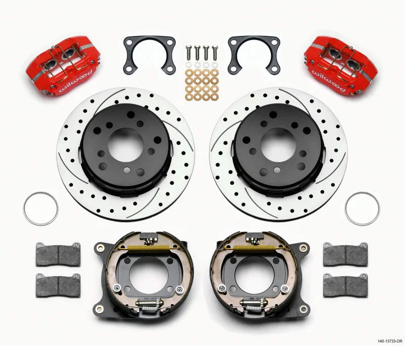 Wilwood Dynapro Lug Mount P/S Park Brake Kit Drilled Red Big 2.00in Off 5 x 5.50 fits Ford Bronco