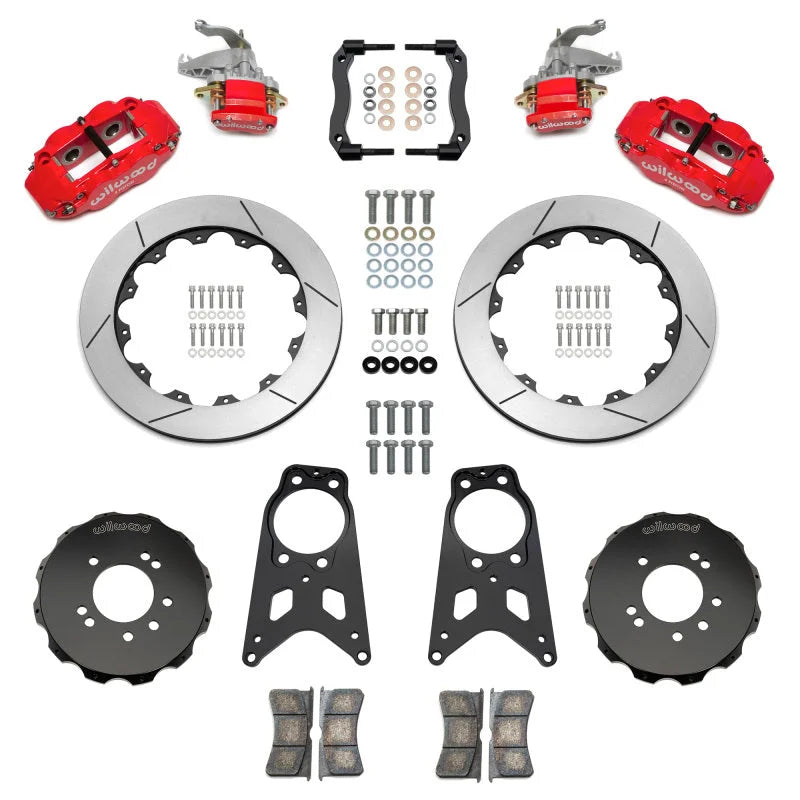 Wilwood FNSL4R/MC4 Rear Parking BBK w/ 13.50in Slotted Rotors - Red fits 1989-1998 Nissan 240SX