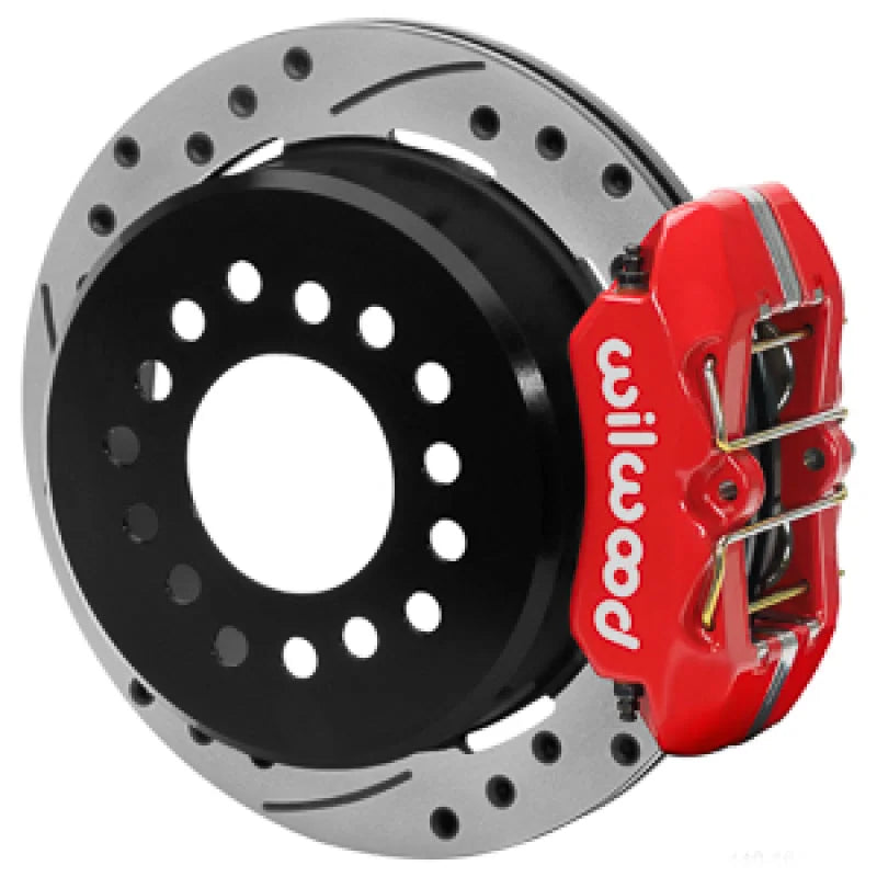 Wilwood Forged 4 Piston DynaPro Red Caliper HP32 VV D&S Rotor - 11.00x0.81 fits Chevy Monte Carlo - Side View