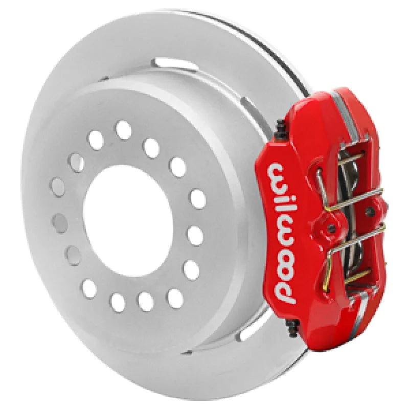 Wilwood Forged 4 Piston DynaPro Red Caliper HP32 VV Plain Rotor - 11.00x0.81 fits Chevy Monte Carlo - Side View