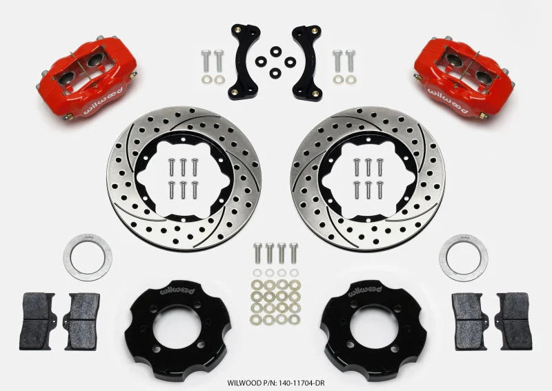 Wilwood Forged Dynalite Front Hat Kit 11.00in Drilled Red fits 2001-2005 Mazda Miata