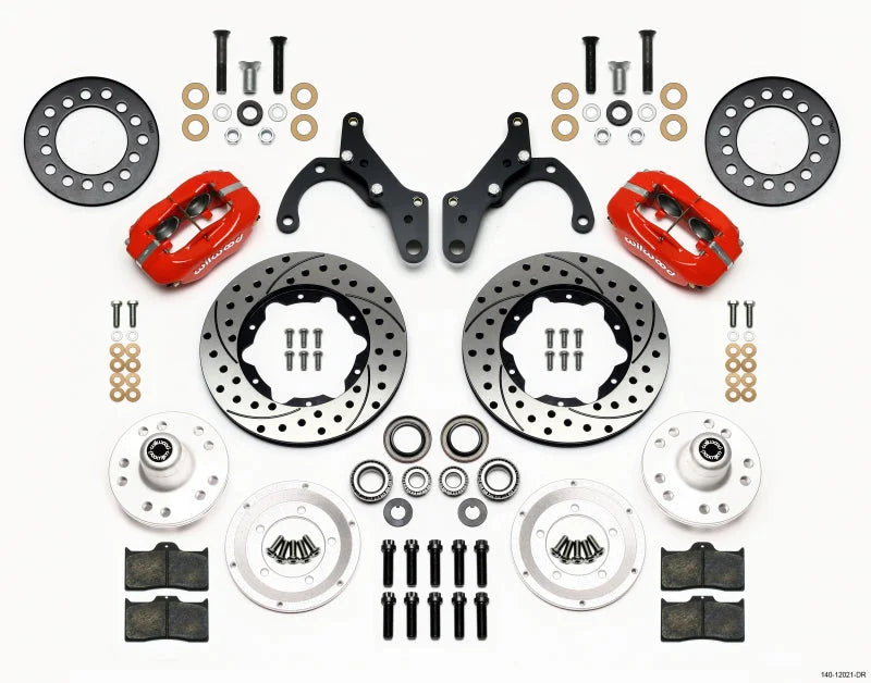 Wilwood Forged Dynalite Front Kit 11.00in Drill-Red -Drum Spindle fits 1965-1968 Chevrolet Bel Air / 1967-1968 Chevrolet C...