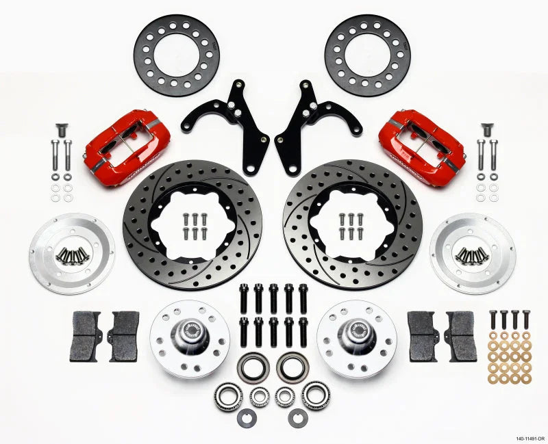 Wilwood Forged Dynalite Front Kit 11.00in Drill-Red fits 1955-1957 Chevrolet Bel Air / 1955-1956 Chevrolet Bel Air Beauville