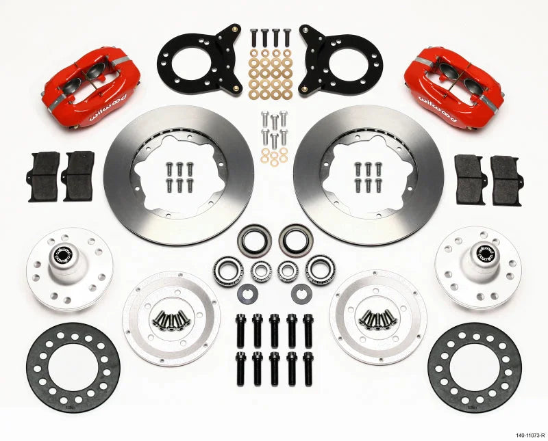 Wilwood Forged Dynalite Front Kit 11.00in Red Disc & Drum Spindle fits 1970-1973 Ford Mustang / 1971 Ford Mustang Boss / 1...