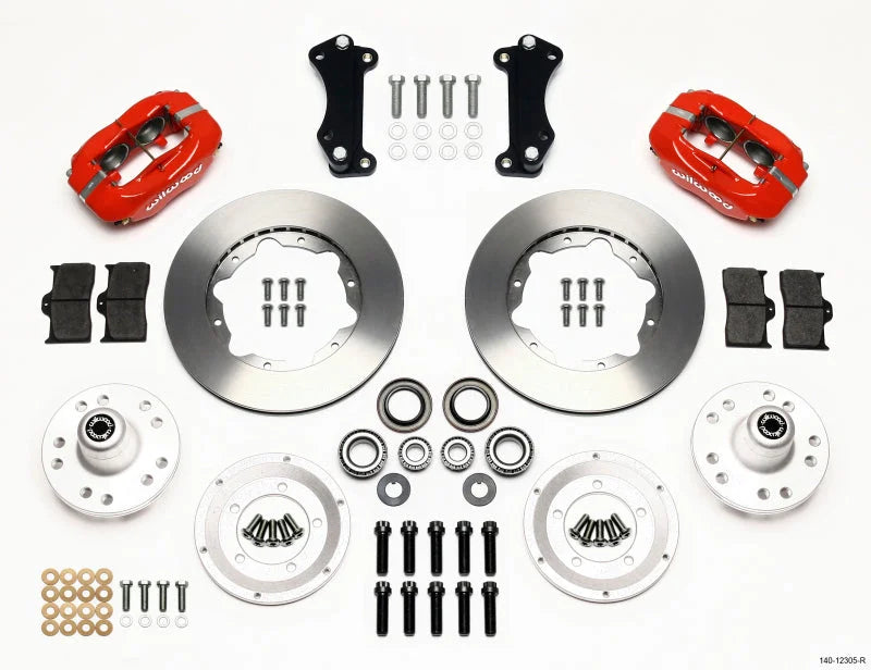 Wilwood Forged Dynalite Front Kit 11.00in Red Heidts Tri-5 2 inch Drop Spindle fits 1955-1957 Chevrolet Bel Air / 1955-195...