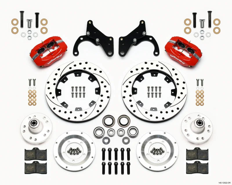 Wilwood Forged Dynalite Front Kit 12.19in Drilled Red 65-68 Chevy Impala -Drum Spindle