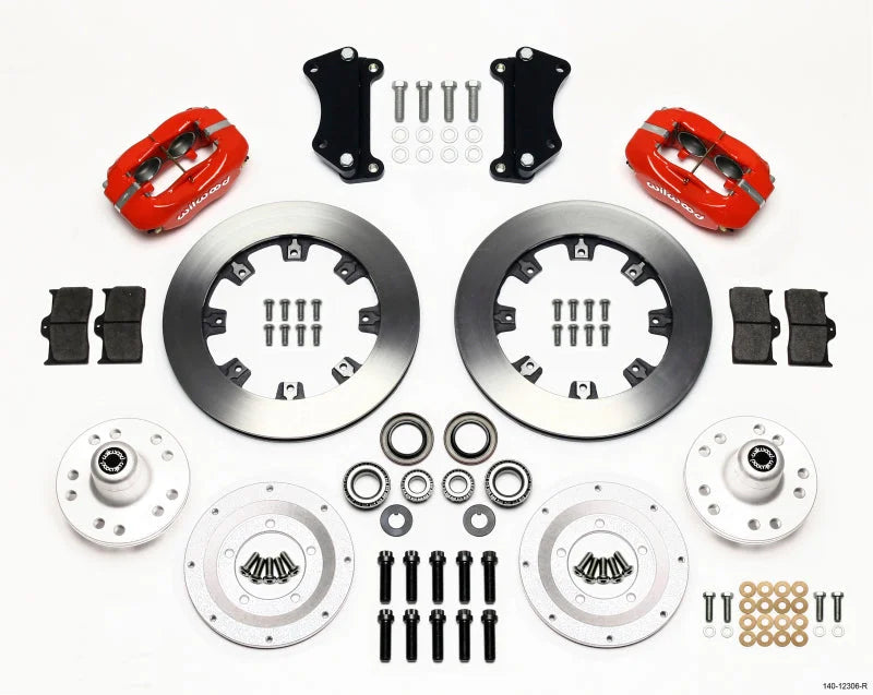 Wilwood Forged Dynalite Front Kit 12.19in Red Heidts 2 inch Drop Spindle fits 1955-1957 Chevrolet Bel Air / 1955-1956 Chev...
