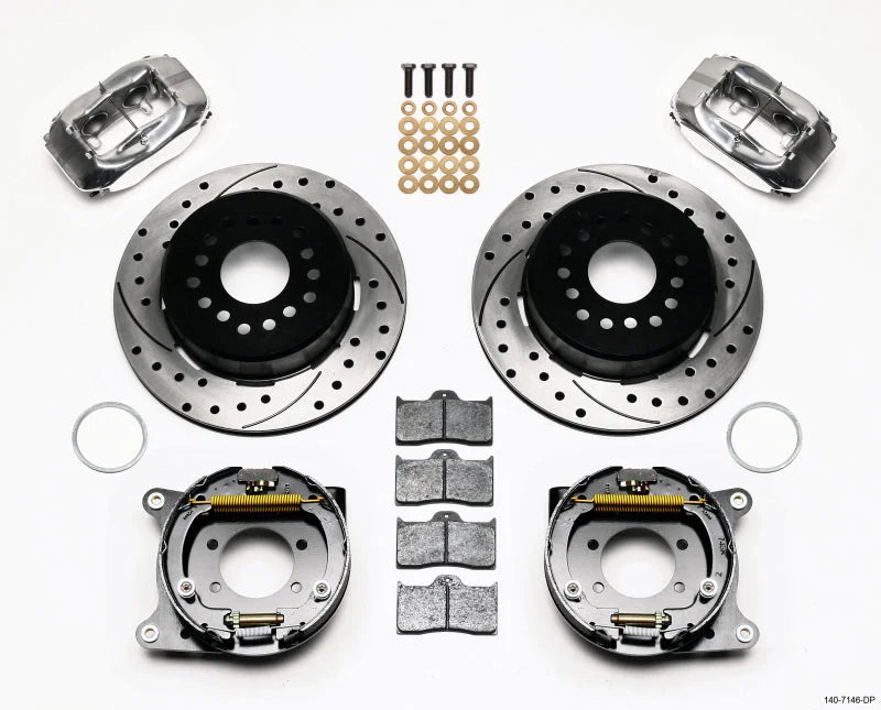 Wilwood Forged Dynalite P/S P-B Kit Drilled Polished 8.8 w/2.5in Offset-5 Lug fits Ford