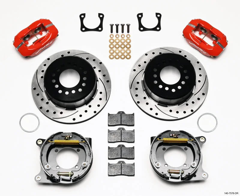 Wilwood Forged Dynalite P/S Park Brake Kit Drilled Red 12 Bolt-Spec 3.15in Bearing fits Chevrolet