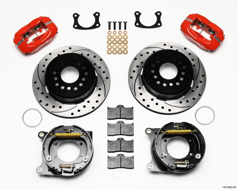 Wilwood Forged Dynalite P/S Park Brake Kit Drilled Red New Big 2.50in offset Staggered Shock fits Ford