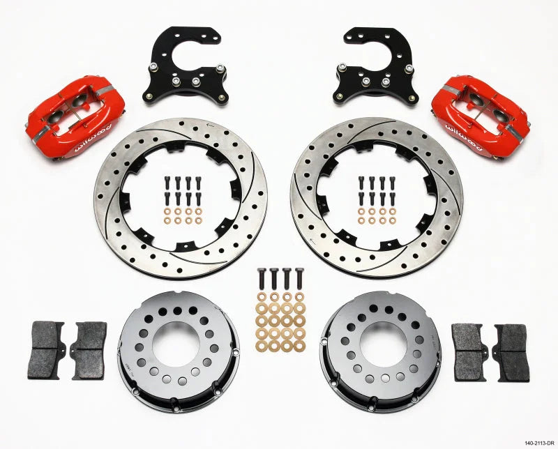 Wilwood Forged Dynalite P/S Rear Kit Drilled Red Small 2.66in Offset fits Ford