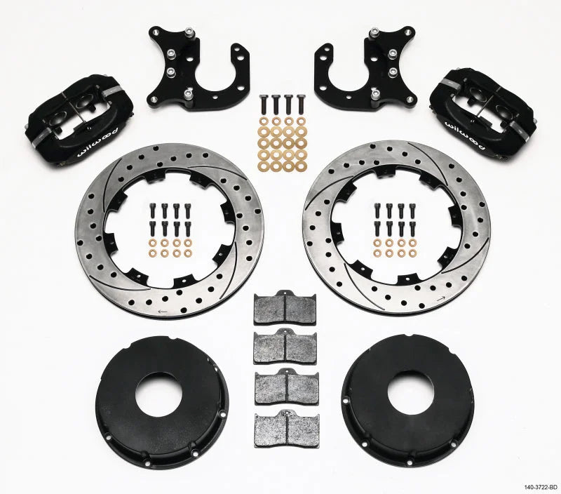 Wilwood Forged Dynalite P/S Rear Kit Drilled Rotor Big 2.36in Offset Currie Blank fits Ford