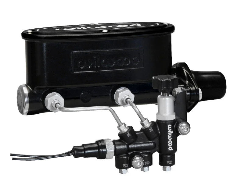 Wilwood HV Tandem M/C Kit w L/H Bracket & Prop Valve - 1in Bore Black - Main Product View