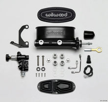 Load image into Gallery viewer, Wilwood HV Tandem M/C Kit w L/H Bracket &amp; Prop Valve - 7/8in Bore Black-W/Push. - Early Mustang - Side View