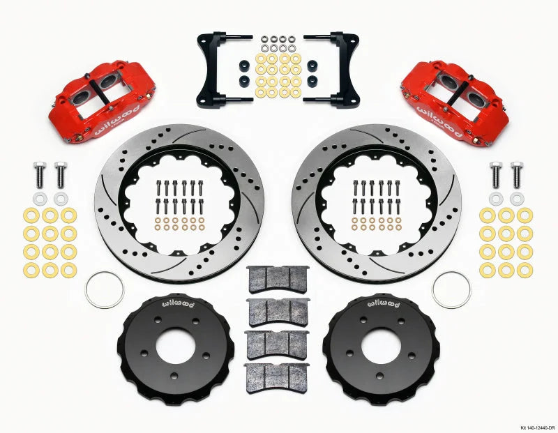 Wilwood Narrow Superlite 4R Front Hat Kit 14.00in Drill Red fits 2007-2015 Jeep Wrangler