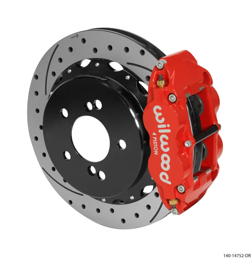 Wilwood Narrow Superlite 4R Rear Kit 12.88in Drilled/Slotted Red fits 2000-2006 BMW M3 E46
