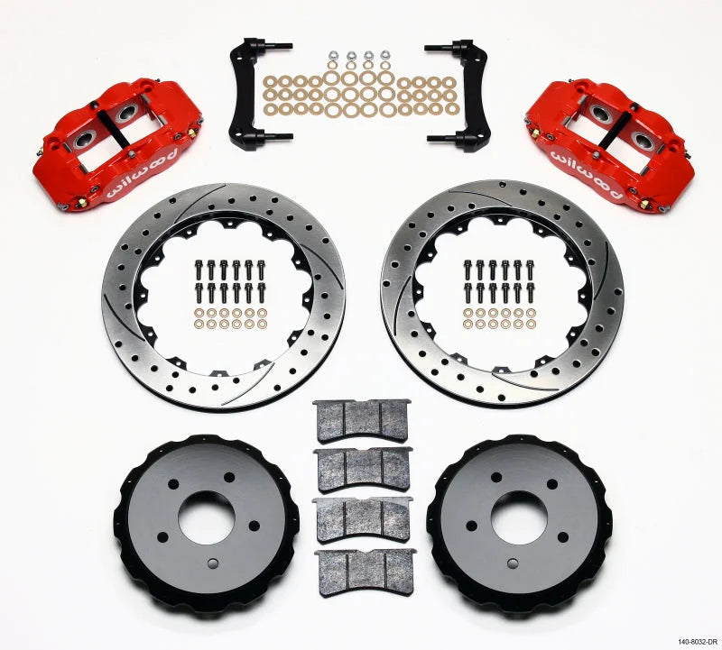 Wilwood Narrow Superlite 4R Rear Kit 12.88in Drilled Red fits 2004-2008 Cadillac XLR / 2008-2009 Cadillac XLR PLATINUM / 2...