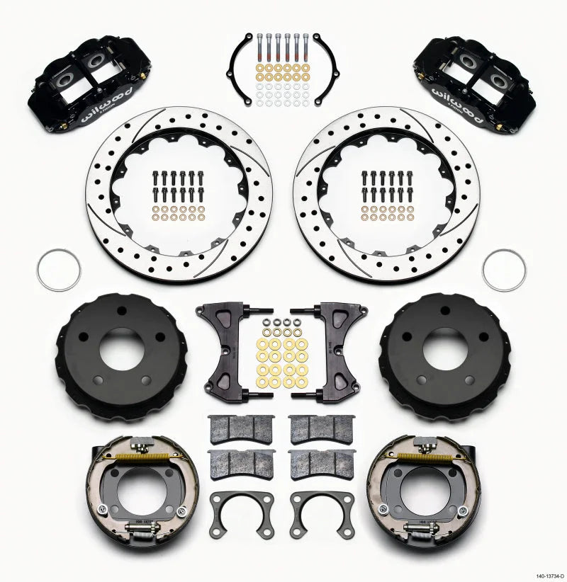 Wilwood Narrow Superlite 4R Rear P-Brk Kit 12.88in Drilled Big Ford 2.00in Off 5 x 5.50 fits Ford Bronco