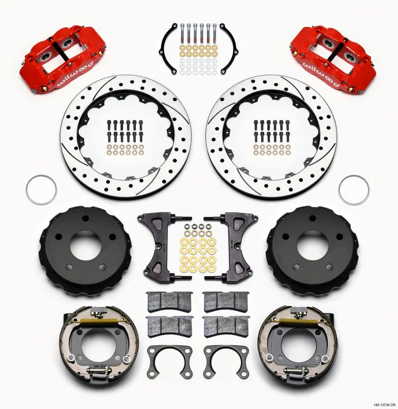Wilwood Narrow Superlite 4R Rear P-Brk Kit 12.88in Drilled Red Big Ford 2.00in Off 5 x 5.50 fits Ford Bronco