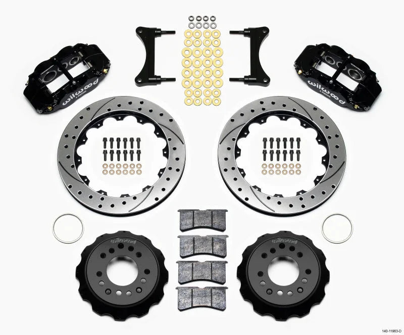 Wilwood Narrow Superlite 6R Front Hat Kit 12.88in Drilled fits 1993-1995 Mazda Rx-7 / RX7 - Side View