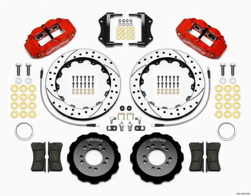 Wilwood Narrow Superlite 6R Front Hat Kit 12.88in Drill Red w/ Lines fits 2013-up Ford Focus / 2013-2014 Ford Focus ST