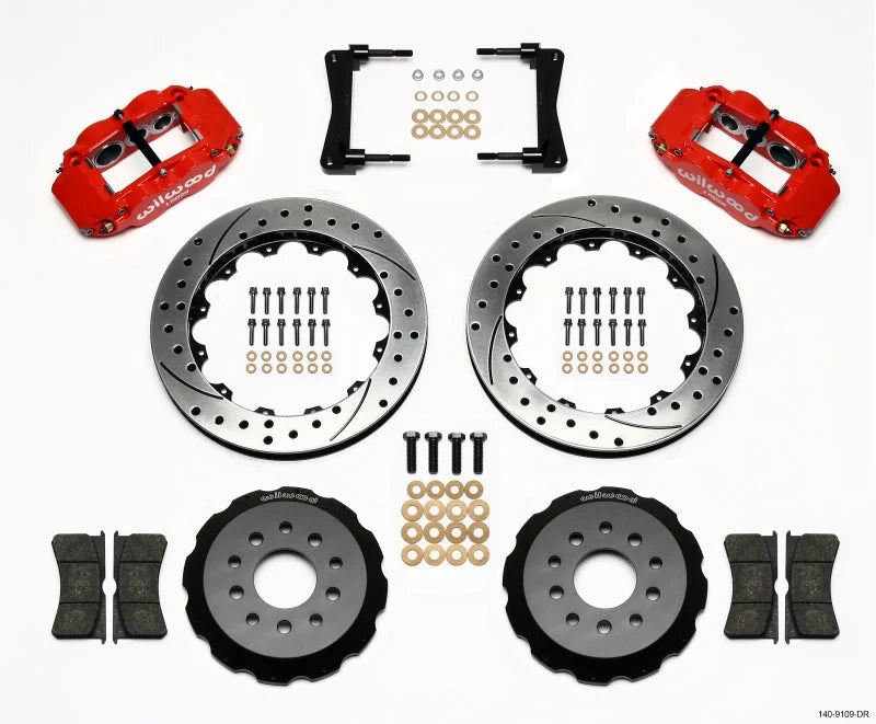 Wilwood Narrow Superlite 6R Front Hat Kit 13.06in Drill Red fits 2005-2014 Ford Mustang