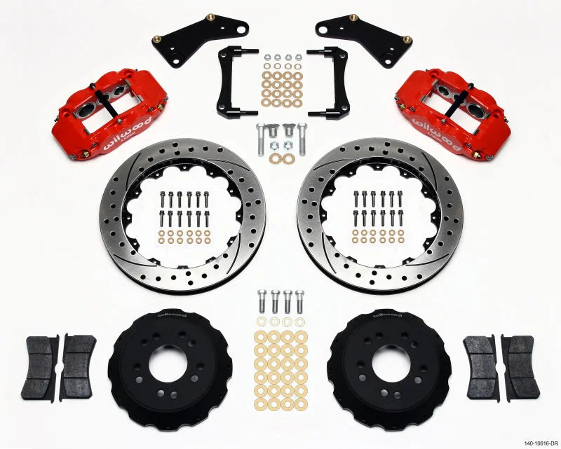 Wilwood Narrow Superlite 6R Front Hat Kit 13.06in Drill Red 65-82 Corvette C2/C3