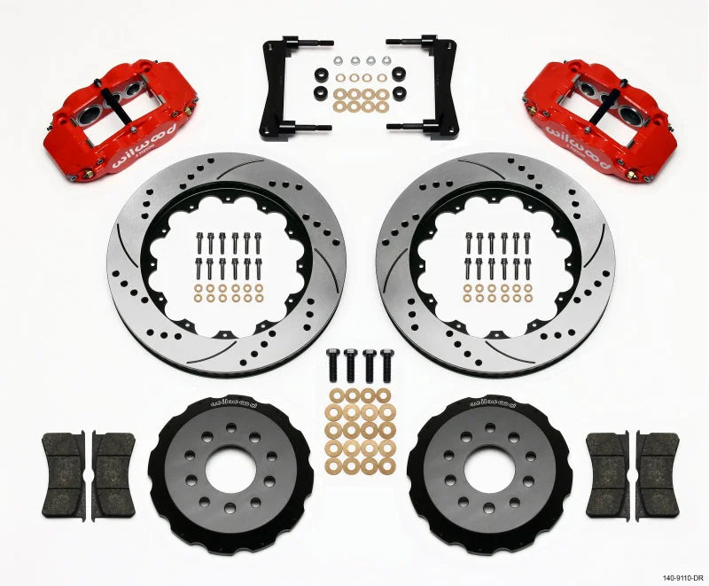 Wilwood Narrow Superlite 6R Front Hat Kit 14.00in Drill Red fits 2005-2014 Ford Mustang