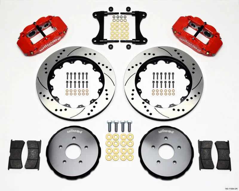Wilwood Narrow Superlite 6R Front Hat Kit 14.00in Drill Red Nissan 370Z/Fiti G37