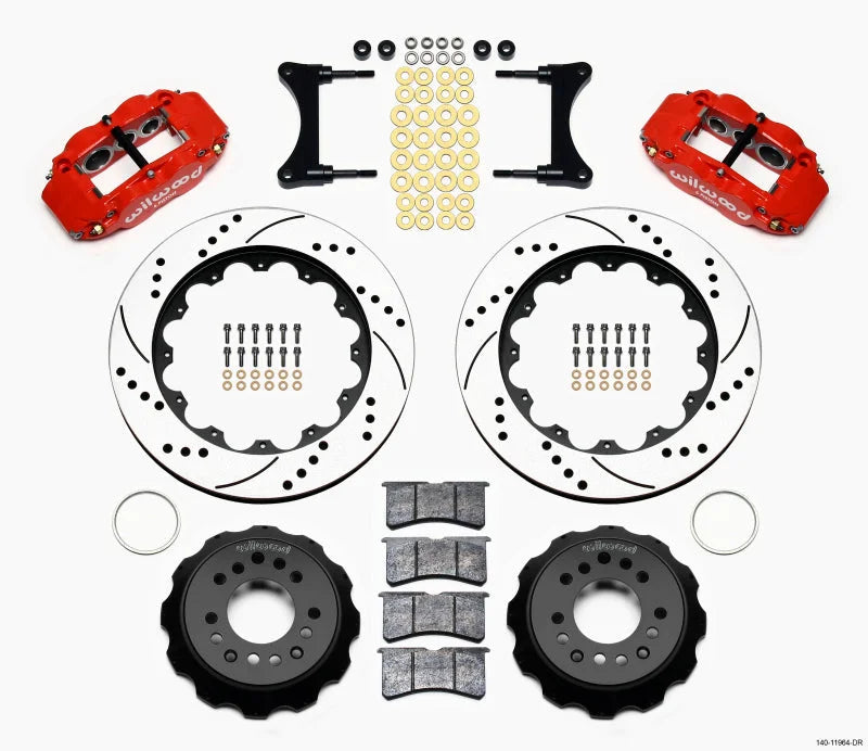Wilwood Narrow Superlite 6R Front Hat Kit 14.00in Drill Red fits 1993-1995 Mazda Rx-7 / RX7 - Main Product View