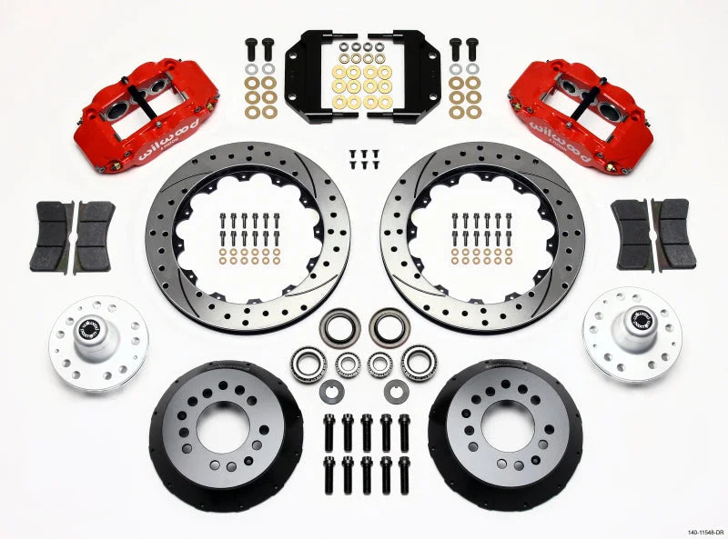 Wilwood Narrow Superlite 6R Front Hub Kit 12.88in Drill Red Magnum Force Drop Spindle