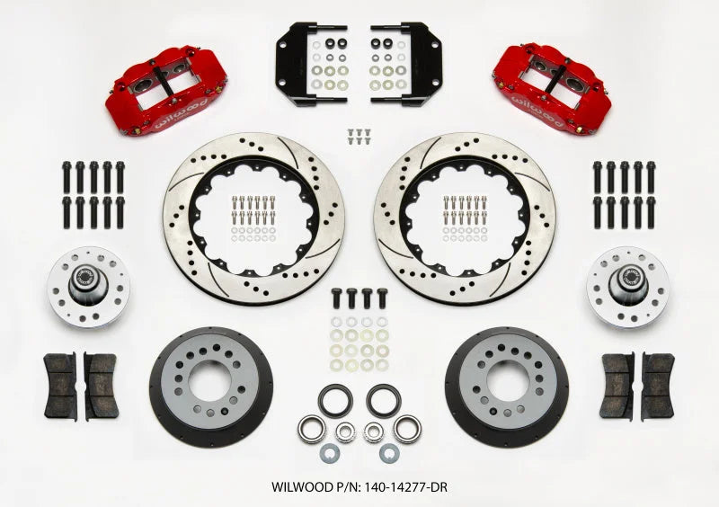 Wilwood Narrow Superlite 6R Front Hub Kit 14.00in Drill Red Magnum Force Drop Spindle