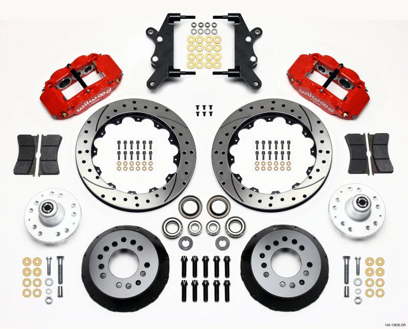 Wilwood Narrow Superlite Front Hub Kit 12.88in Drill Red Full Size fits 1964-1968 Ford COUNTRY Squire / 1964-1968 Ford Cus...