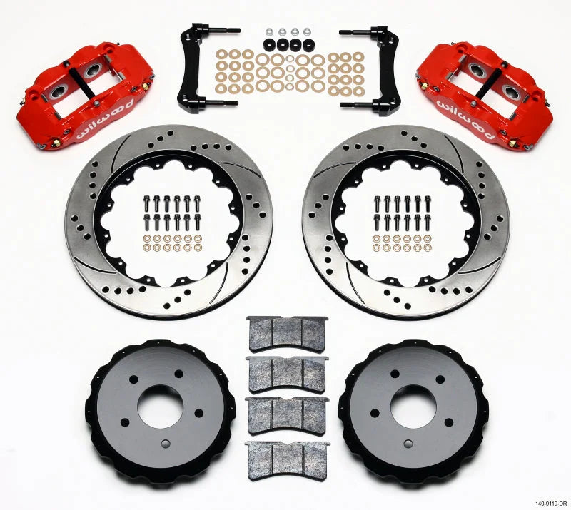Wilwood Narrow Superlite Rear Kit 14.00in Drill Red C5/Z06 fits 2004-2008 Cadillac XLR / 2008 2009 Cadillac XLR PLATINUM /...