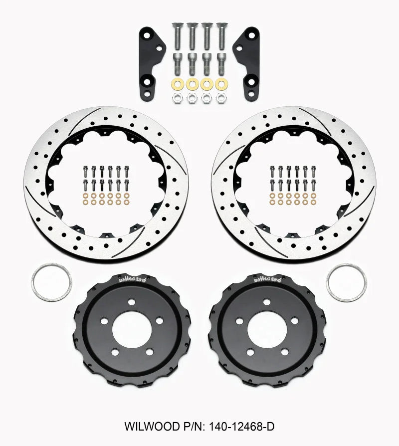 Wilwood Pro-Matrix Rear Kit Drilled (2pc Hat/Rtr) fits 2005-2013 Ford Mustang GT