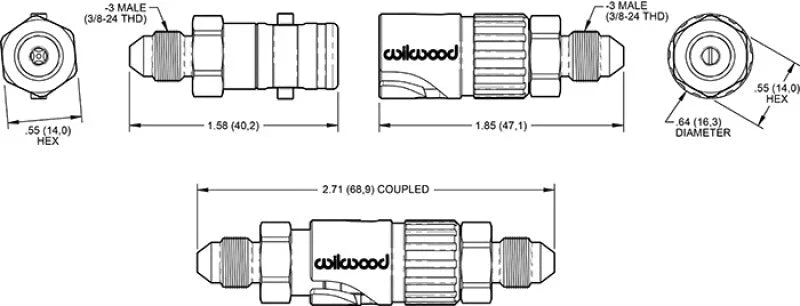 Wilwood Quick Disconnect Kit -3 AN - Side View