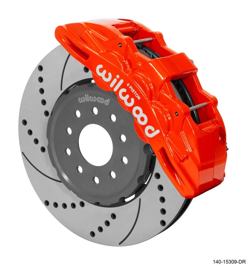 Wilwood SX6R Front Brake Kit 14in SRP Slotted/Drilled Red fits 2005-2013 Chevy Corvette