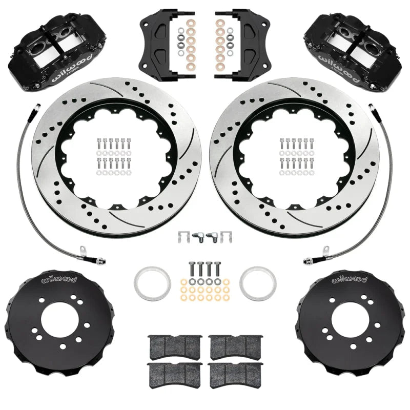Wilwood Superlite 6R Front BBK w/ 14.00in D/S Rotors & Flexlines - Black fits 1999-2002 Nissan Skyline