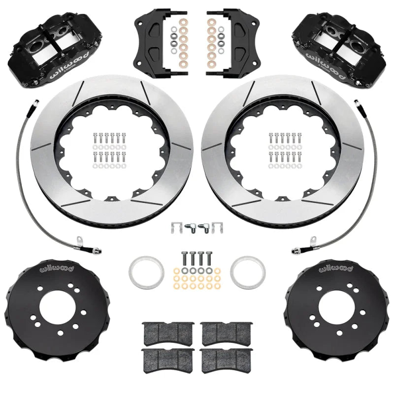 Wilwood Superlite 6R Front BBK w/ 14in Slotted Rotors & Flexlines - Black fits 1999-2002 Nissan Skyline
