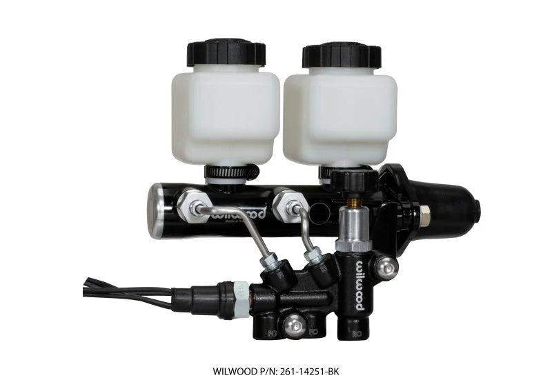 Wilwood Tandem Remote M/C Kit w L/H Bracket & Prop Valve - 1in Bore Black - Main Product View