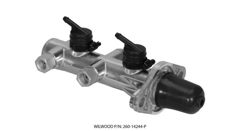Wilwood Tandem Remote Master Cylinder - 1 1/8in Bore Ball Burnished - Detail View