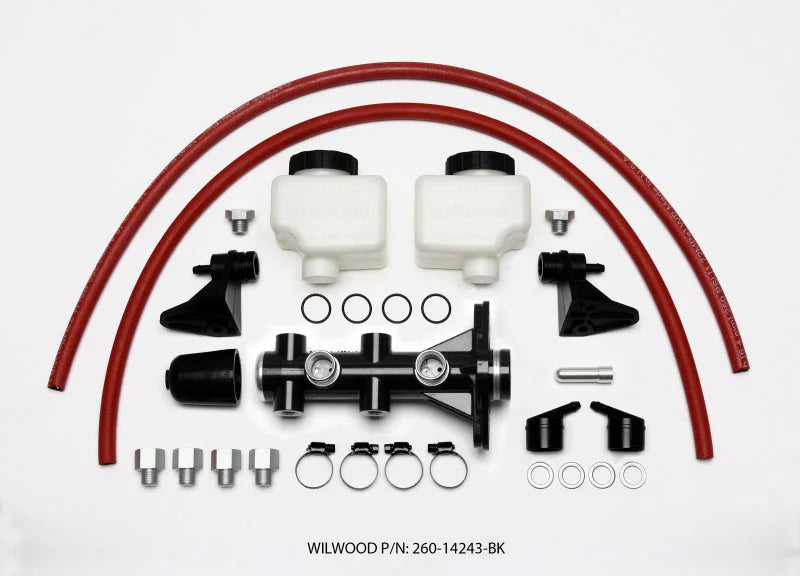 Wilwood Tandem Remote Master Cylinder - 1in Bore Black - Side View