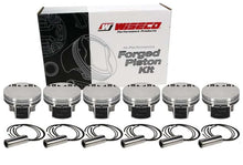 Load image into Gallery viewer, Wiseco Nissan VR38DETT 3.8L 95.58mm Bore 1.232inch CH -6.3 Dome Dish 9.5:1 Stroker Max HD Piston Kit - Installation View