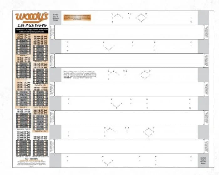 Woodys WOODYS STUD TEMPLATE 2.86 PITCH TWO PLY TRACKS 286T-TEMP-2