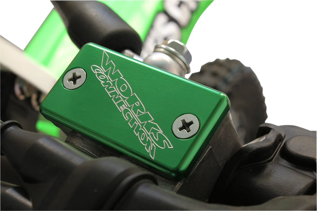 Works Connection Brake Cover - Billet - Green - Side View