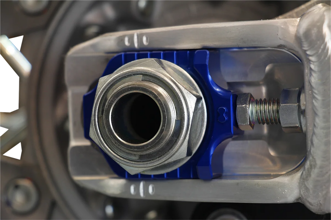 Works Connection Elite Axle Block - Blue - Side View