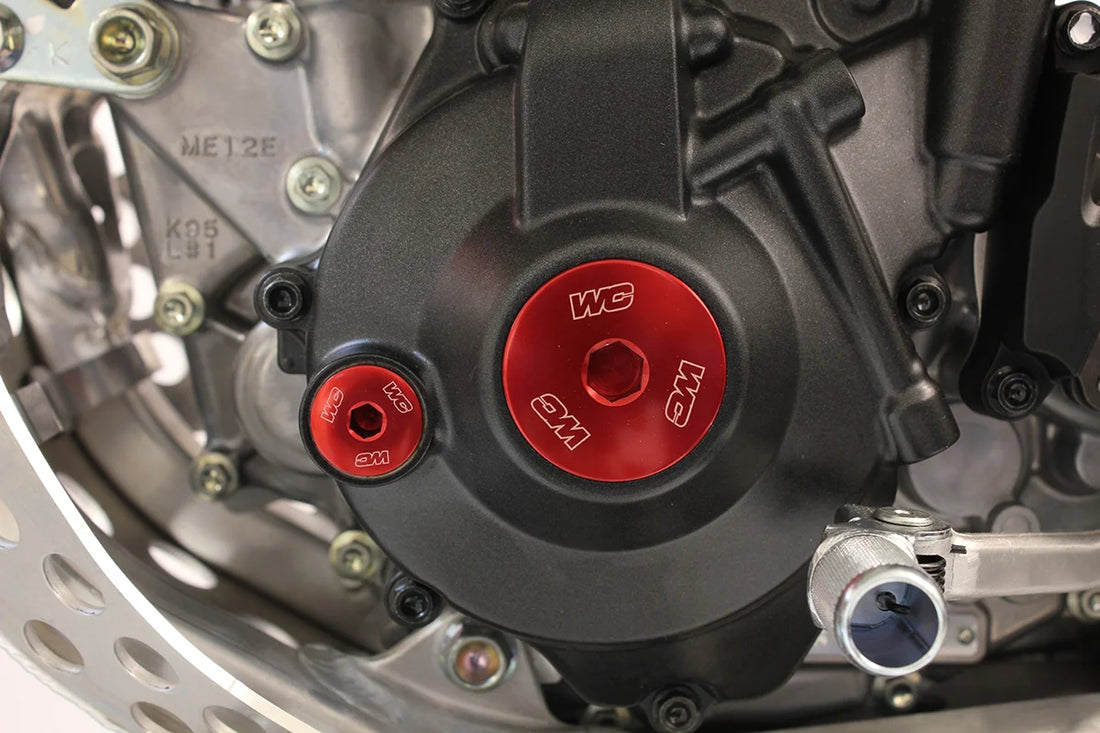 Works Connection Engine Plug - Red - Honda - Side View
